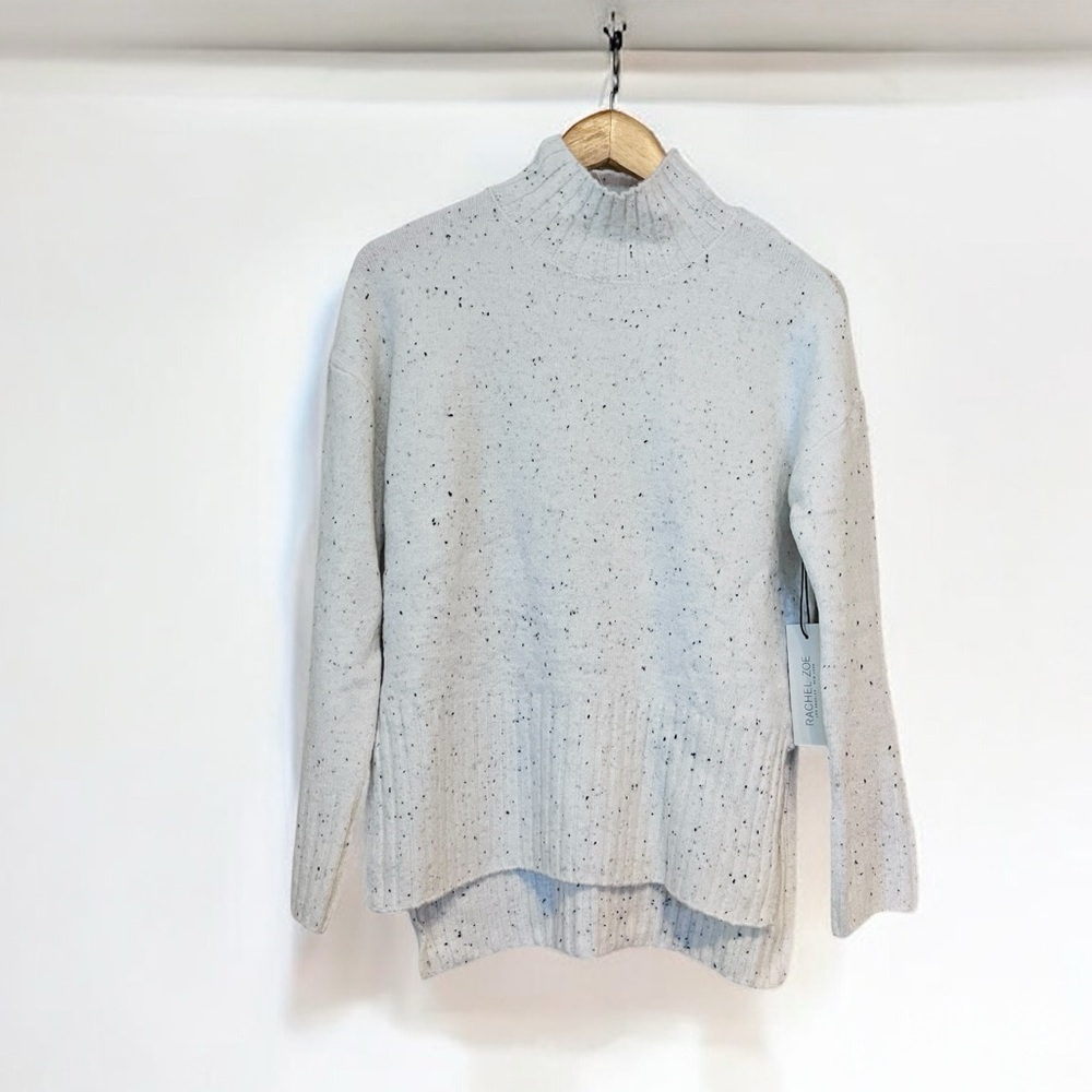RACHEL ZOE Womens White Flecked Confetti Tunic Sweater XS NWT Cozy Knit Oversize